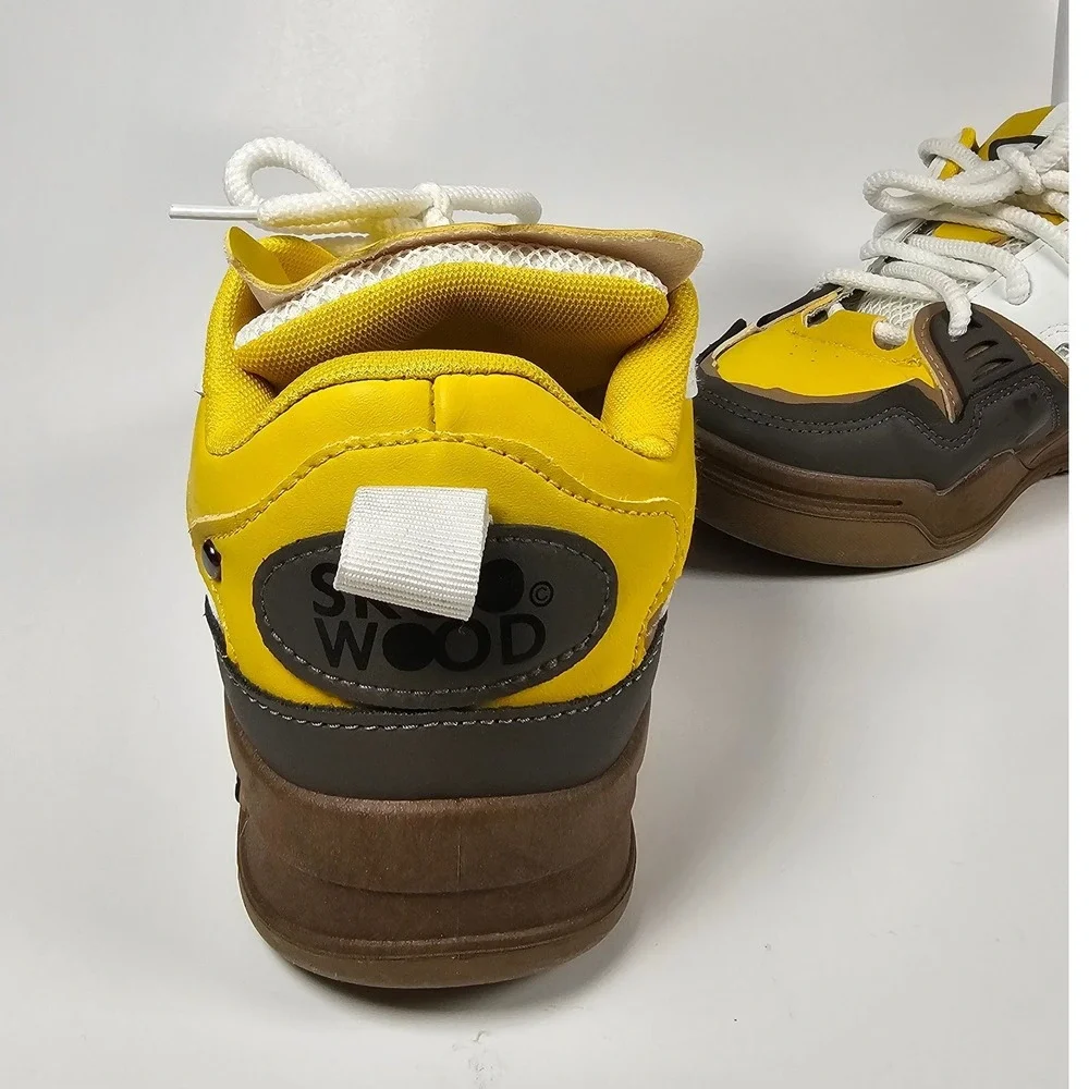 Yellow y2k Chunky Platform Sneakers Yellow Brown White Multi-Color Low Top Shoes